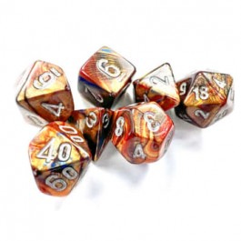 Dice - Chessex - Mini-Polyhedral Set (7 ct.) - Lustrous - Gold/Silver