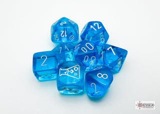 Dice - Chessex - Polyhedral Set (8 ct.) - 16mm - Lab Dice - Translucent - Tropical Blue/White