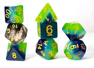 Dice - Sirius - Polyhedral RPG Set (8 ct.) - 16mm - Green, Blue Translucent