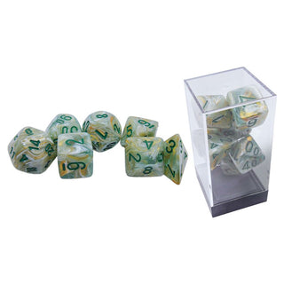 Dice - Chessex - Mega Hedrals Set (7 ct.) - Marble - Green/Dark Green