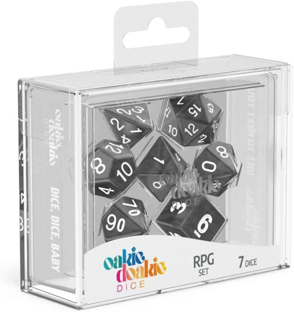 Dice - Oakie Doakie - Polyhedral RPG Set (7 ct.) - 16mm - Marble - Black