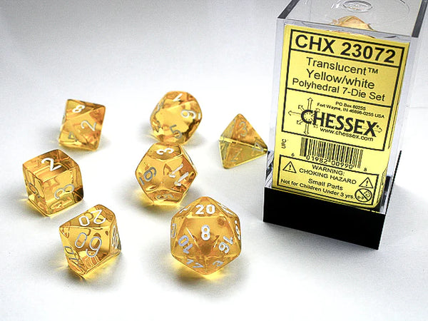 Dice - Chessex - Polyhedral Set (7 ct.) - 16mm - Translucent - Yellow/White
