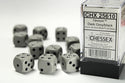 Dice - Chessex - D6 Set (12 ct.) - 16mm - Opaque - Grey/Black