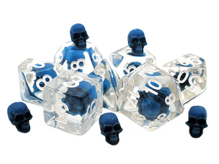 Dice - Old School - Polyhedral Set (7 ct.) - Infused - Skull w/ White