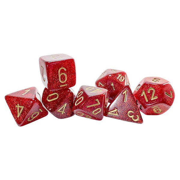 Dice - Chessex - Mega Hedrals Set (7 ct.) - Glitter - Ruby/Gold