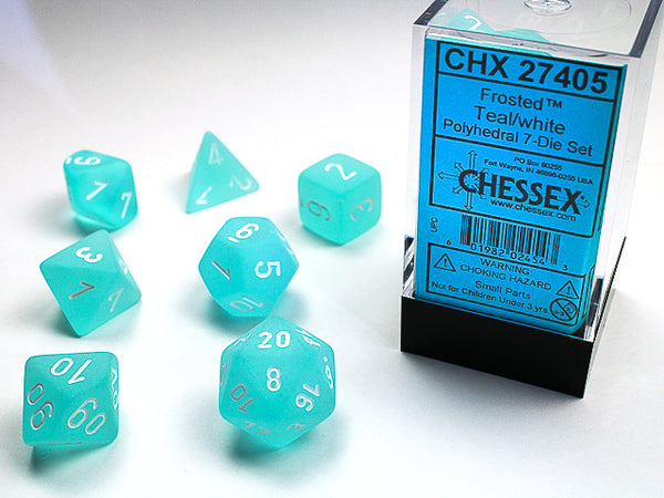 Dice - Chessex - Polyhedral Set (7 ct.) - 16mm - Frosted - Teal/White