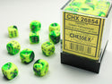 Dice - Chessex - D6 Set (36 ct.) - 12mm - Gemini - Green Yellow/Silver