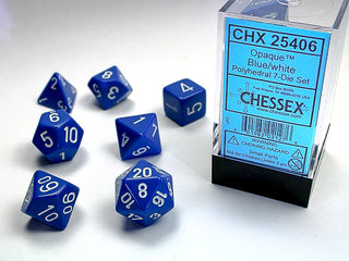 Dice - Chessex - Polyhedral Set (7 ct.) - 16mm - Opaque - Blue/White