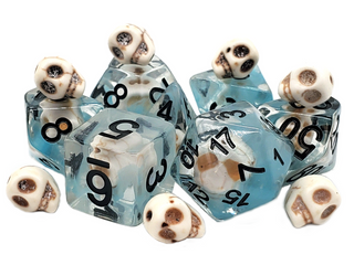 Dice - Old School - Polyhedral Set (7 ct.) - Infused - Skull w/ Blue