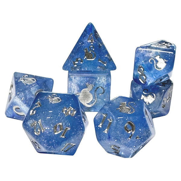 Dice - Black Oak Workshop - Polyhedral Set (7 ct.) - 19mm - Kitty Clacks - Cosmo