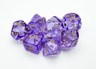 Dice - Chessex - Polyhedral Set (8 ct.) - 16mm - Lab Dice - Translucent - Lavender/Gold