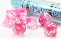 Dice - Chessex - Polyhedral Set (8 ct.) - 16mm - Lab Dice - Gemini - Clear/Pink/White