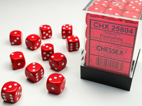 Dice - Chessex - D6 Set (36 ct.) - 12mm - Opaque - Red/White
