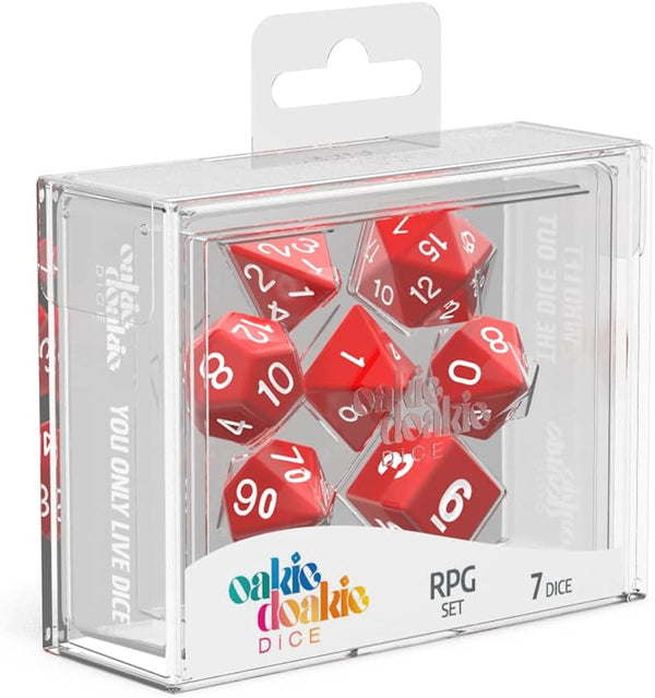 Dice - Oakie Doakie - Polyhedral RPG Set (7 ct.) - 16mm - Solid - Red