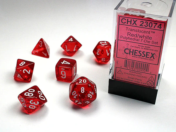 Dice - Chessex - Polyhedral Set (7 ct.) - 16mm - Translucent - Red/White