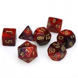 Dice - Chessex - Mini-Polyhedral Set (7 ct.) - Gemini - Purple/Red/Gold