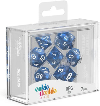 Dice - Oakie Doakie - Polyhedral RPG Set (7 ct.) - 16mm - Marble - Blue