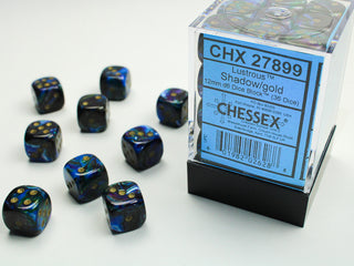 Dice - Chessex - D6 Set (36 ct.) - 12mm - Lustrous - Shadow/Gold/Black