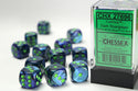 Dice - Chessex - D6 Set (12 ct.) - 16mm - Lustrous - Dark Blue/Green