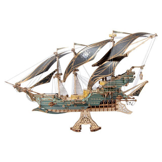 Future - Corsair Sailing Ship - 3D Wooden Puzzle - Green