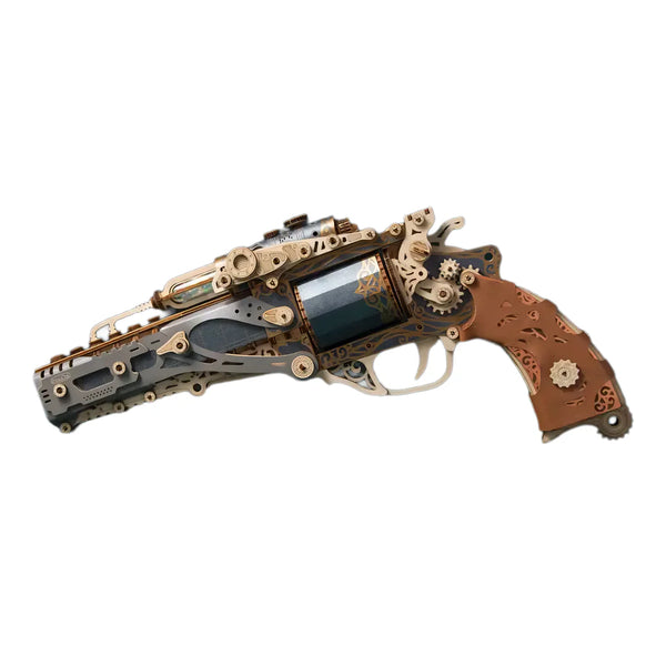 Steampunk Revolver - Black - 3D Wooden Puzzle
