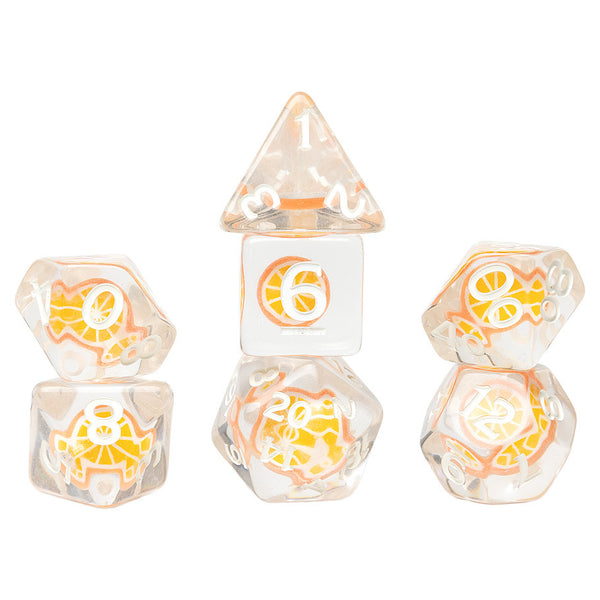 Dice - Sirius - Polyhedral RPG Set (7 ct.) - 16mm - Fruit Slice Dice - Orange