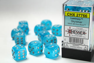 Dice - Chessex - D6 Set (12 ct.) - 16mm - Luminary - Sky/Silver