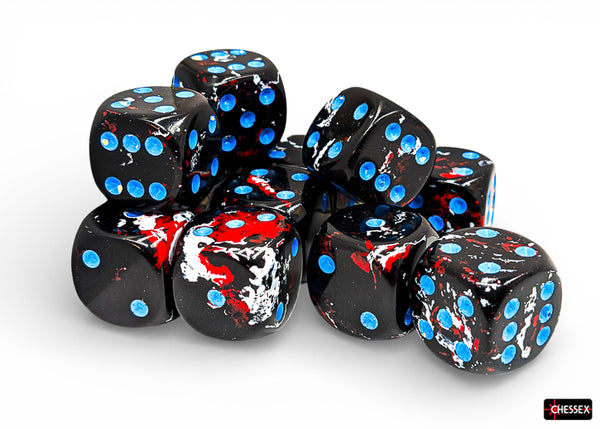 Dice - Chessex - D6 Set (12 ct.) - 16mm - Brush Dark Side/Blue