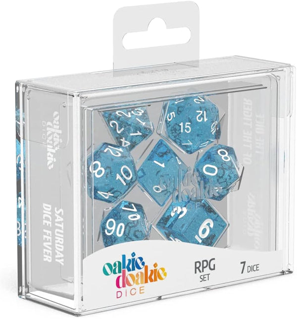 Dice - Oakie Doakie - Polyhedral RPG Set (7 ct.) - 16mm - Speckled - Light Blue