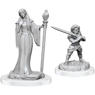 Critical Role - Unpainted Miniatures - Human Wizard Female & Halfling Holy Warrior Female
