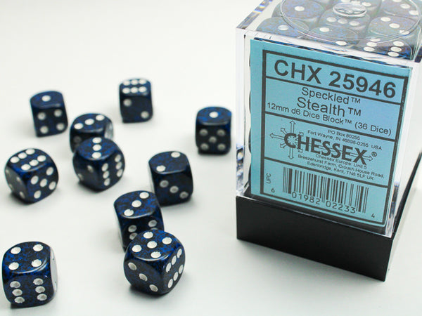Dice - Chessex - D6 Set (36 ct.) - 12mm - Speckled - Stealth