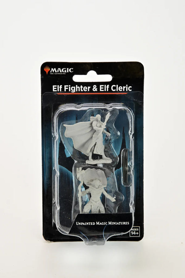 Magic: The Gathering - MTG Unpainted Miniatures - Elf Fighter & Elf Cleric