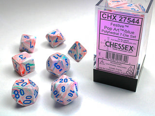 Dice - Chessex - Polyhedral Set (7 ct.) - 16mm - Festive - Pop Art/Blue