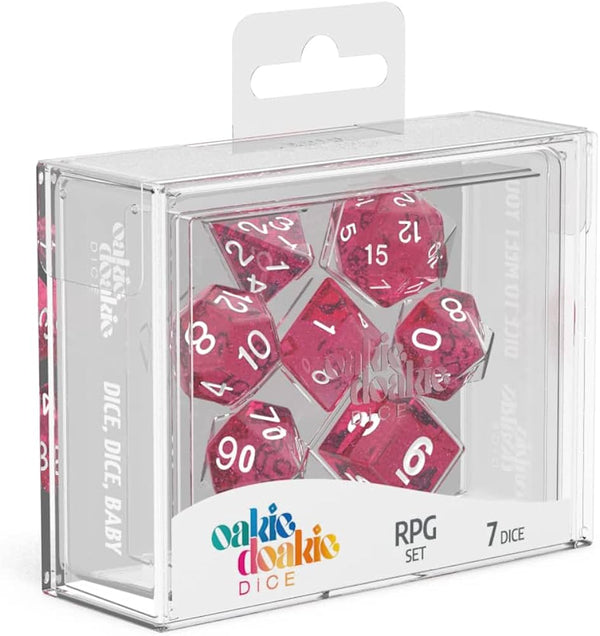 Dice - Oakie Doakie - Polyhedral RPG Set (7 ct.) - 16mm - Speckled - Pink