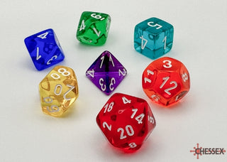 Dice - Chessex - Polyhedral Set (7 ct.) - 16mm - Translucent - Prism GM & Beginner Player Set