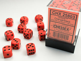 Dice - Chessex - D6 Set (36 ct.) - 12mm - Opaque - Orange/Black