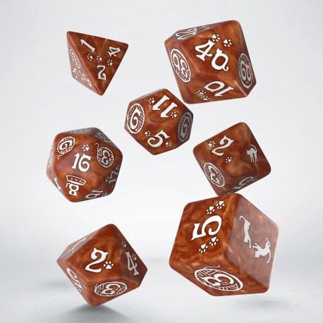 Dice - Q-Workshop - Polyhedral Set (7 ct.) - 16mm - Cats Dice Set - Muffin