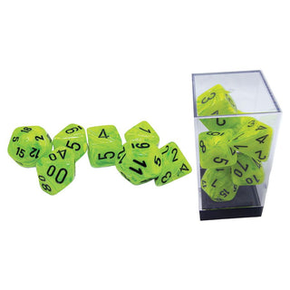 Dice - Chessex - Mega Hedrals Set (7 ct.) - Vortex - Bright Green/Black