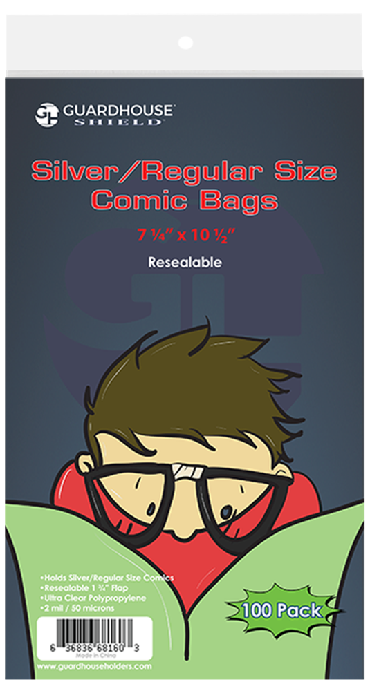 Guardhouse Shield - Comic Storage - Bags - Resealable - Silver Age Size 7-1/4" x 10-1/2" (100 ct. )