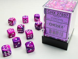 Dice - Chessex - D6 Set (36 ct.) - 12mm - Festive - Violet/White