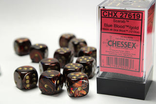 Dice - Chessex - D6 Set (12 ct.) - 16mm - Scarab - Blue/Blood/Gold