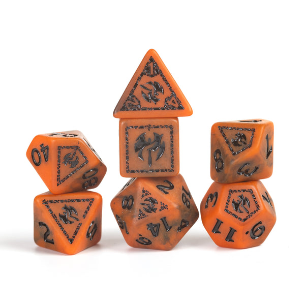 Dice - Sirius - Polyhedral RPG Set (7 ct.) - 16mm - Adventure Dice - Barbarian Orange