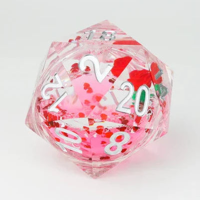 Dice - Sirius - 20-Sided (1 ct.) - 54mm - Snow Globe - Valentine's Rose