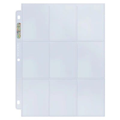 Ultra Pro - Card Storage - Pages - 9-Pocket Silver Card Storage - Pages for Standard Sized Cards (100 ct.)