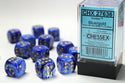 Dice - Chessex - D6 Set (12 ct.) - 16mm - Vortex - Blue/Gold/Black