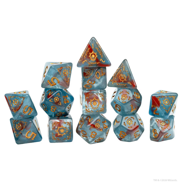 Dice - Sirius - Polyhedral RPG Set (14 ct.) - 16mm - Adventure Dice - Cleric Light-Blue/Red