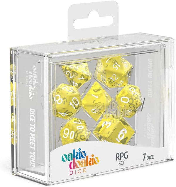 Dice - Oakie Doakie - Polyhedral RPG Set (7 ct.) - 16mm - Translucent - Yellow