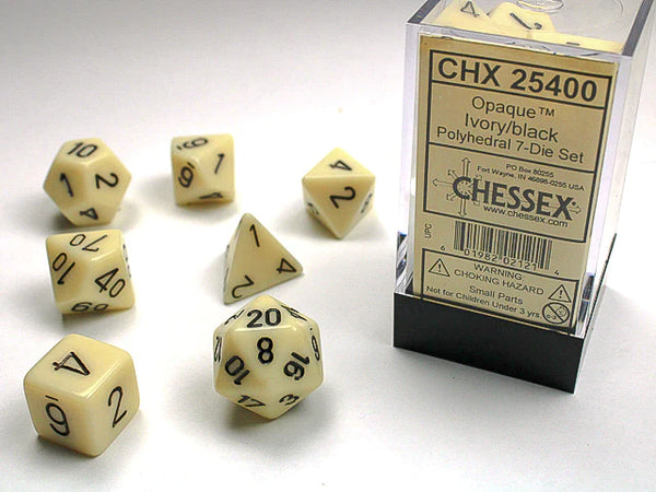 Dice - Chessex - Polyhedral Set (7 ct.) - 16mm - Opaque - Ivory/Black