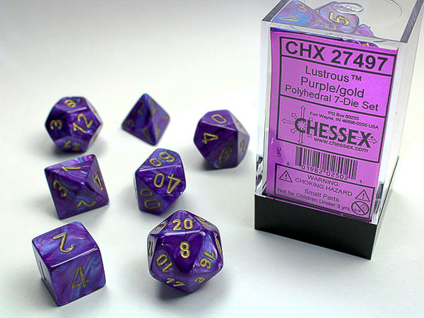 Dice - Chessex - Polyhedral Set (7 ct.) - 16mm - Lustrous - Purple/Gold