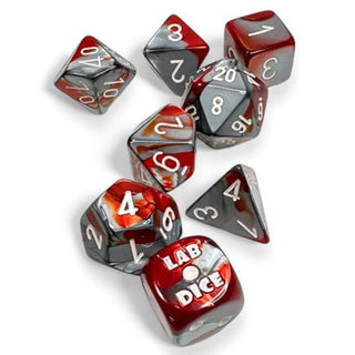 Dice - Chessex - Polyhedral Set (7 ct.) - 16mm - Lab Dice - Gemini Red Steel/White
